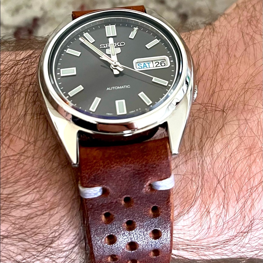 Seiko SNXS79 Automatic Watch and Custom Leather Strap